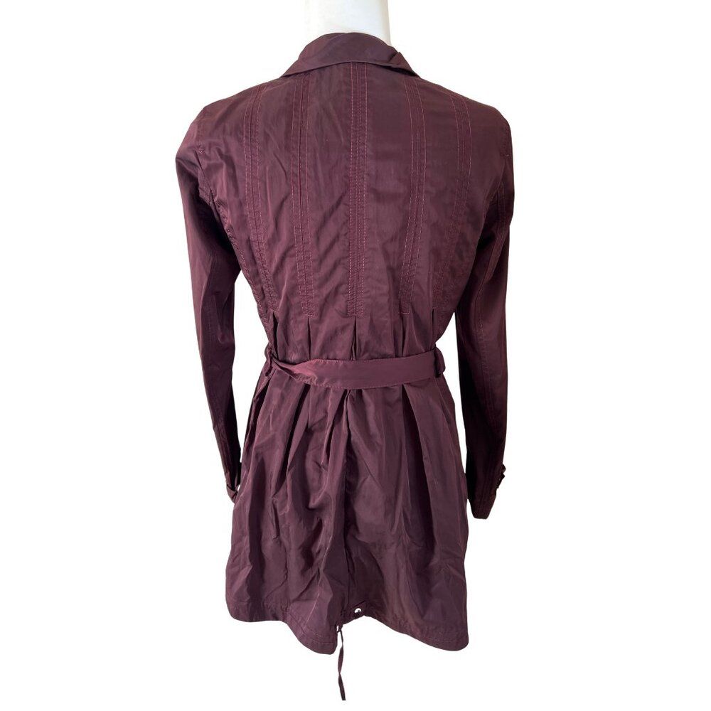 WHBM White House Black Market Plum Purple Trench Coat Size 0 - Picture 2 of 7